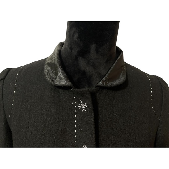 Rare Anthropologie One September Jacket Womens Small Black Snowflakes Wool Coat - Picture 8 of 15